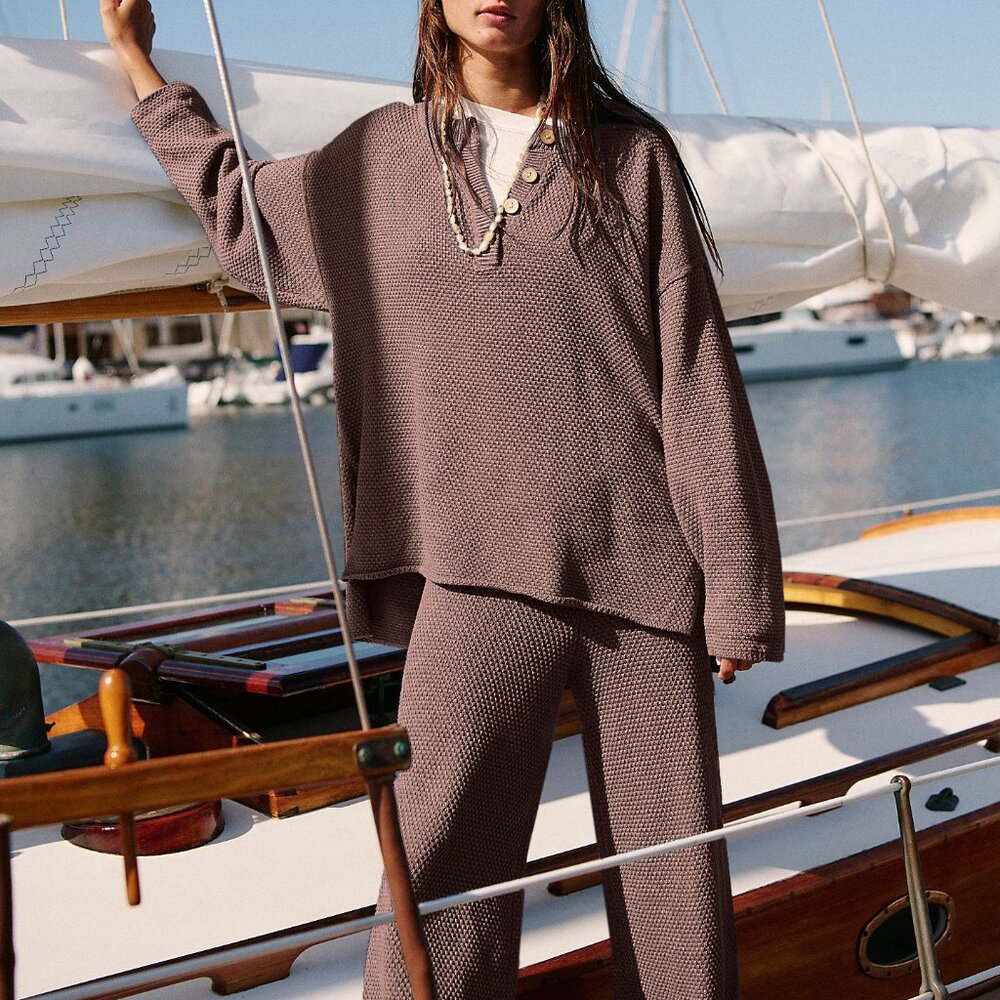 FREE PEOPLE Hailee Sweater Set - brown 🎉Brand New without tag